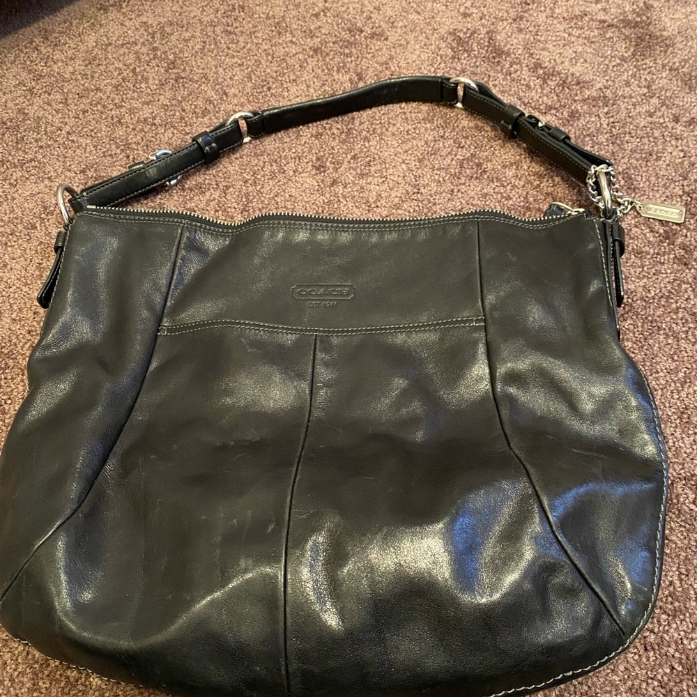 Gently Used Black Leather Coach Purse